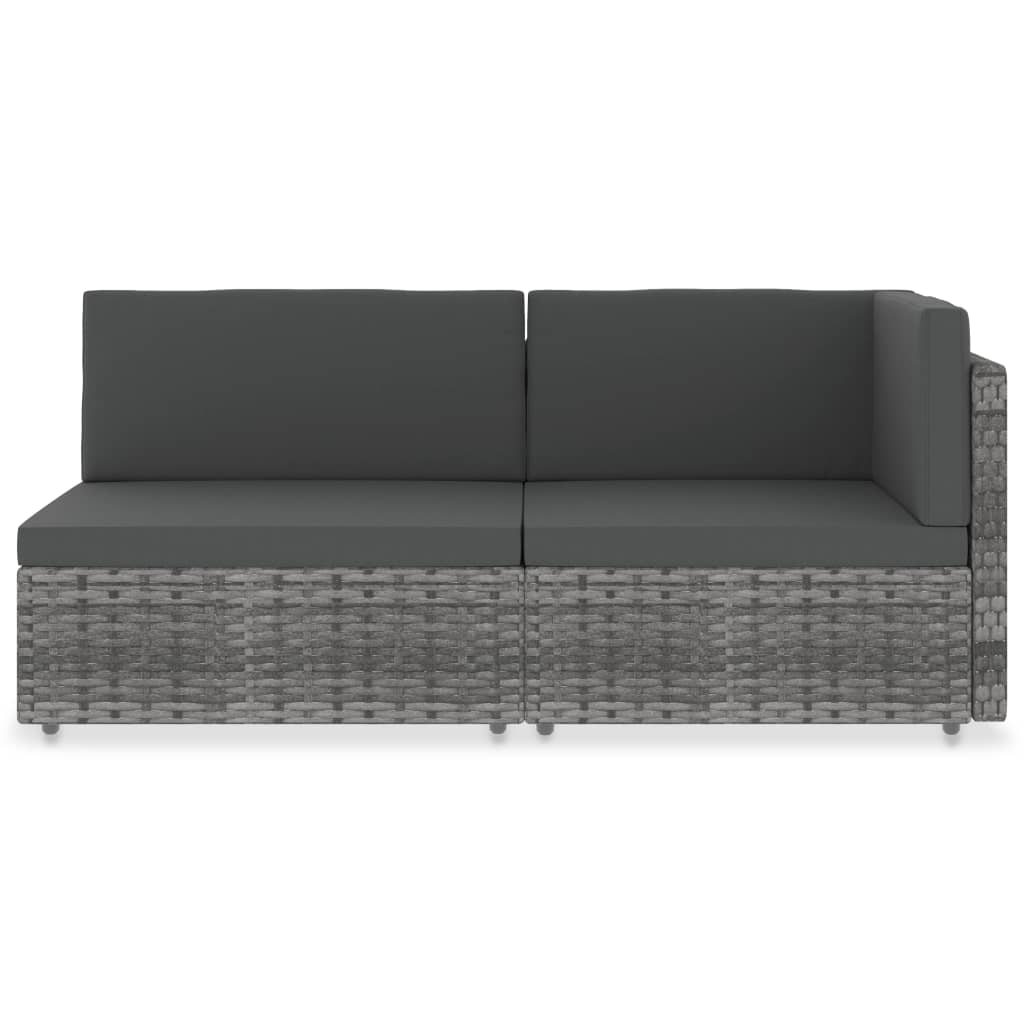 Canapé sectionnel 2 places Résine tressée Gris Éléments pour canapés modulables de jardin vidaXL