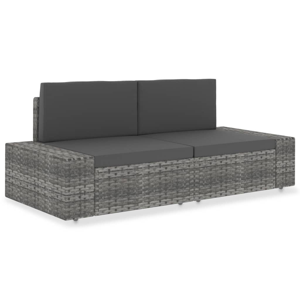 Canapé sectionnel 2 places Résine tressée Gris Éléments pour canapés modulables de jardin vidaXL