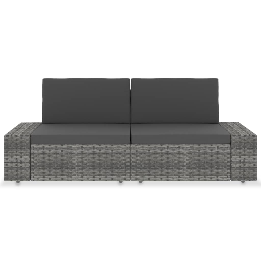 Canapé sectionnel 2 places Résine tressée Gris Éléments pour canapés modulables de jardin vidaXL