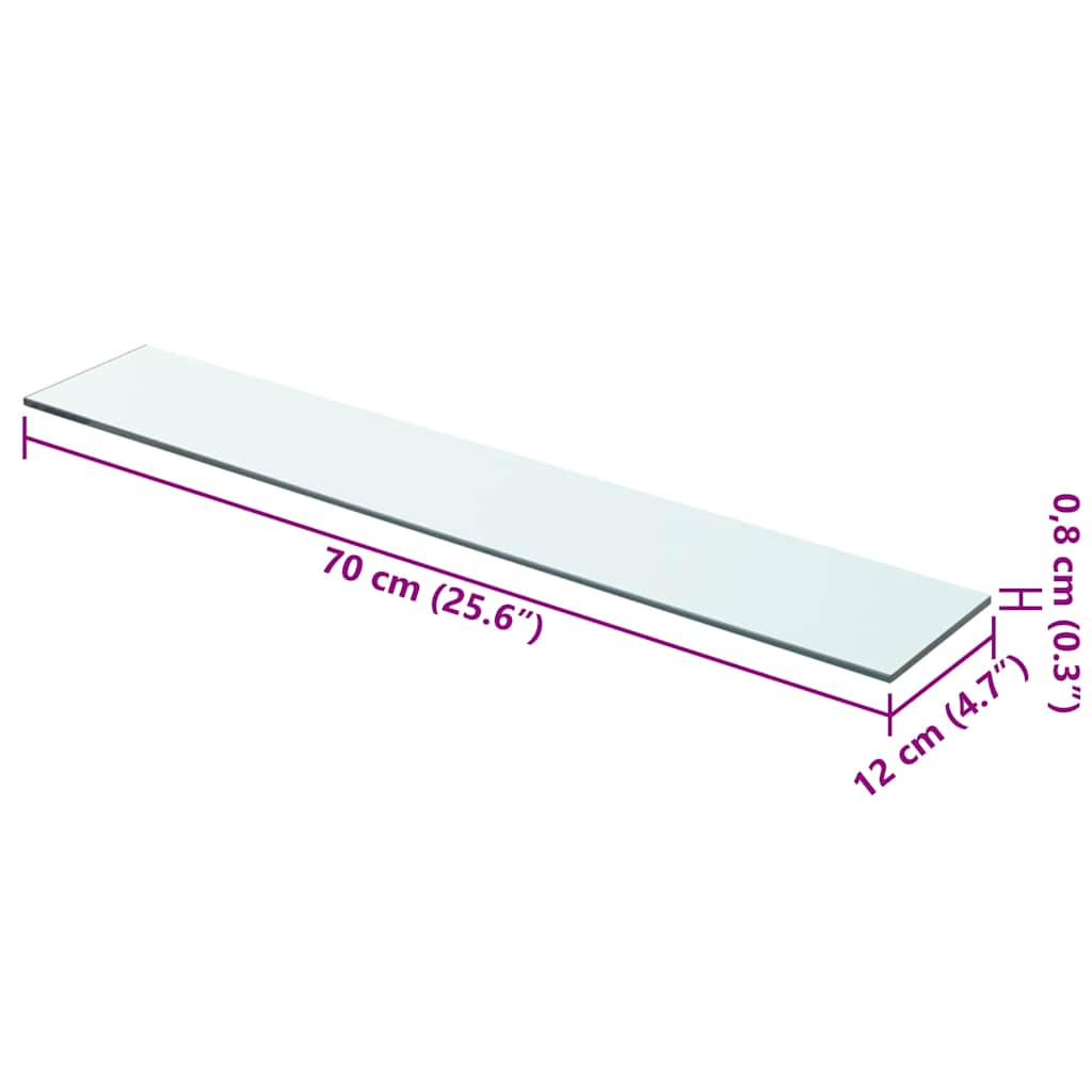 Panneaux d'étagère 2 pcs Verre Transparent 70x12 cm - XIOS