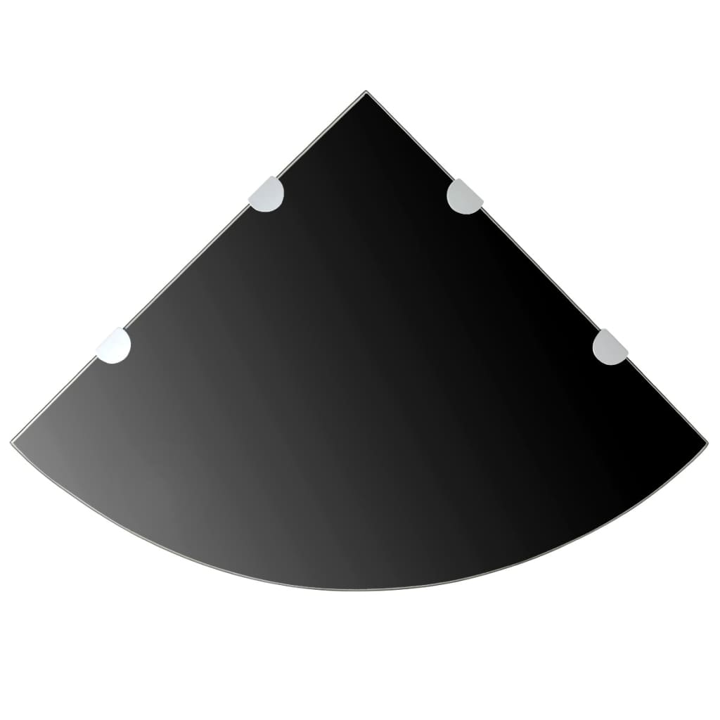 Étagères d'angle 2 pcs et supports chromés Verre Noir 45x45 cm - XIOS