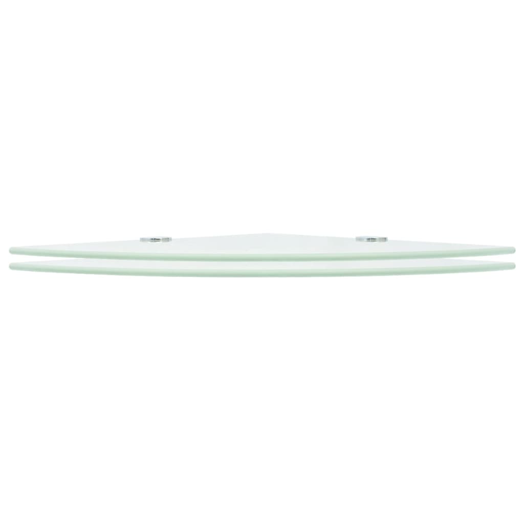 Étagères d'angle 2 pcs et supports chromés Verre Blanc 25x25 cm - XIOS