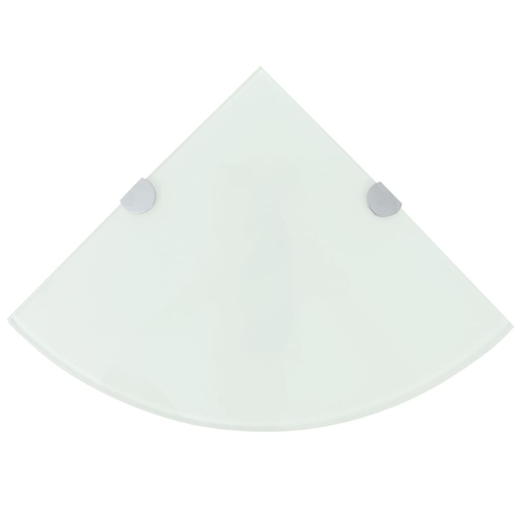 Étagères d'angle 2 pcs et supports chromés Verre Blanc 35x35 cm - XIOS