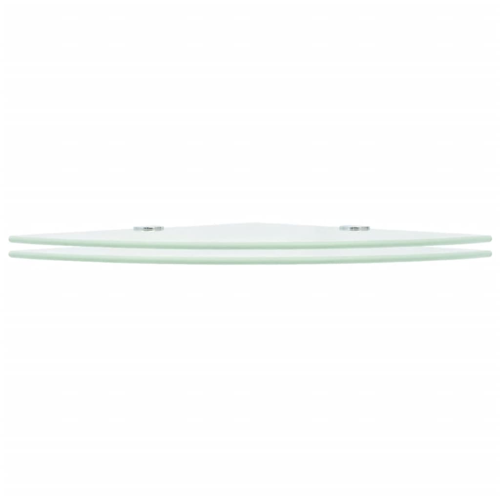 Étagères d'angle 2 pcs et supports chromés Verre Blanc 35x35 cm - XIOS