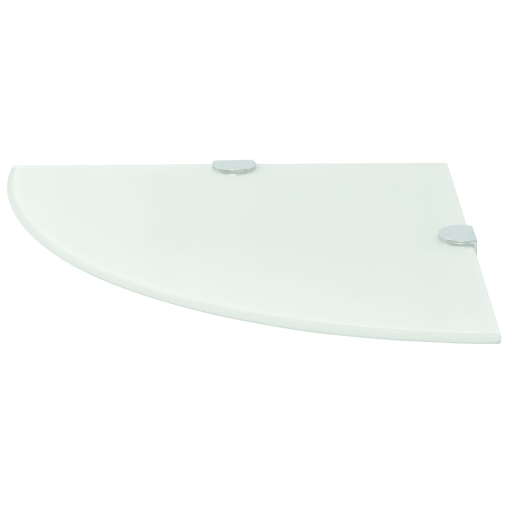 Étagères d'angle 2 pcs et supports chromés Verre Blanc 35x35 cm - XIOS