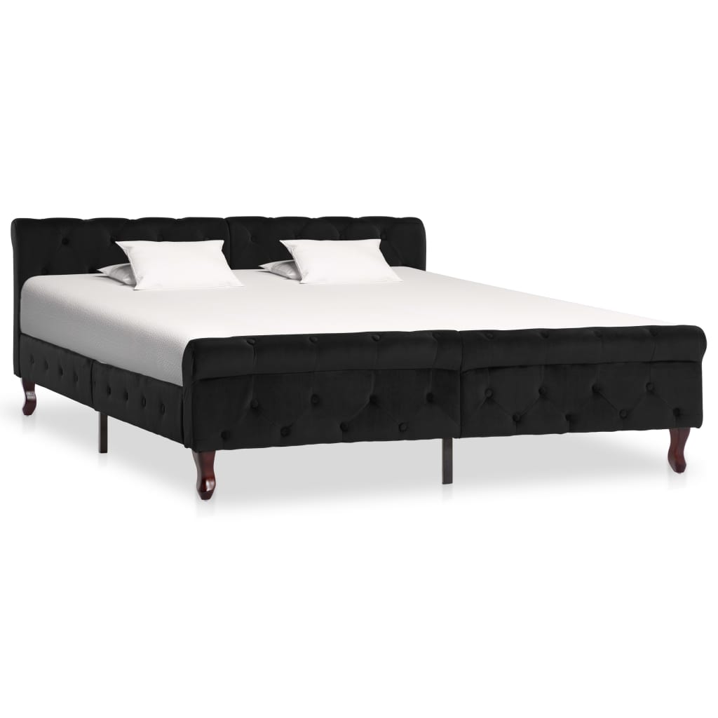 Cadre de lit sans matelas noir velours 160x200 cm - XIOS