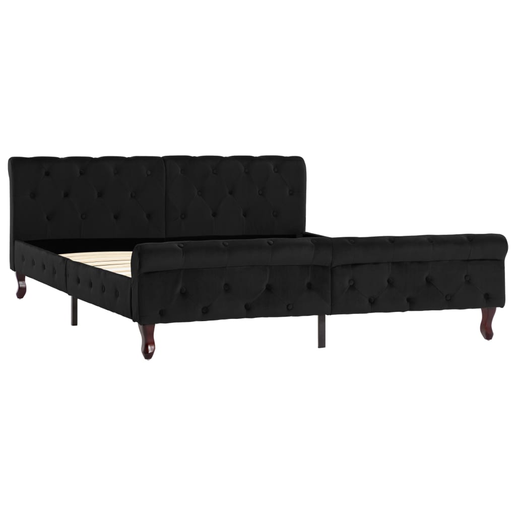 Cadre de lit sans matelas noir velours 160x200 cm - XIOS