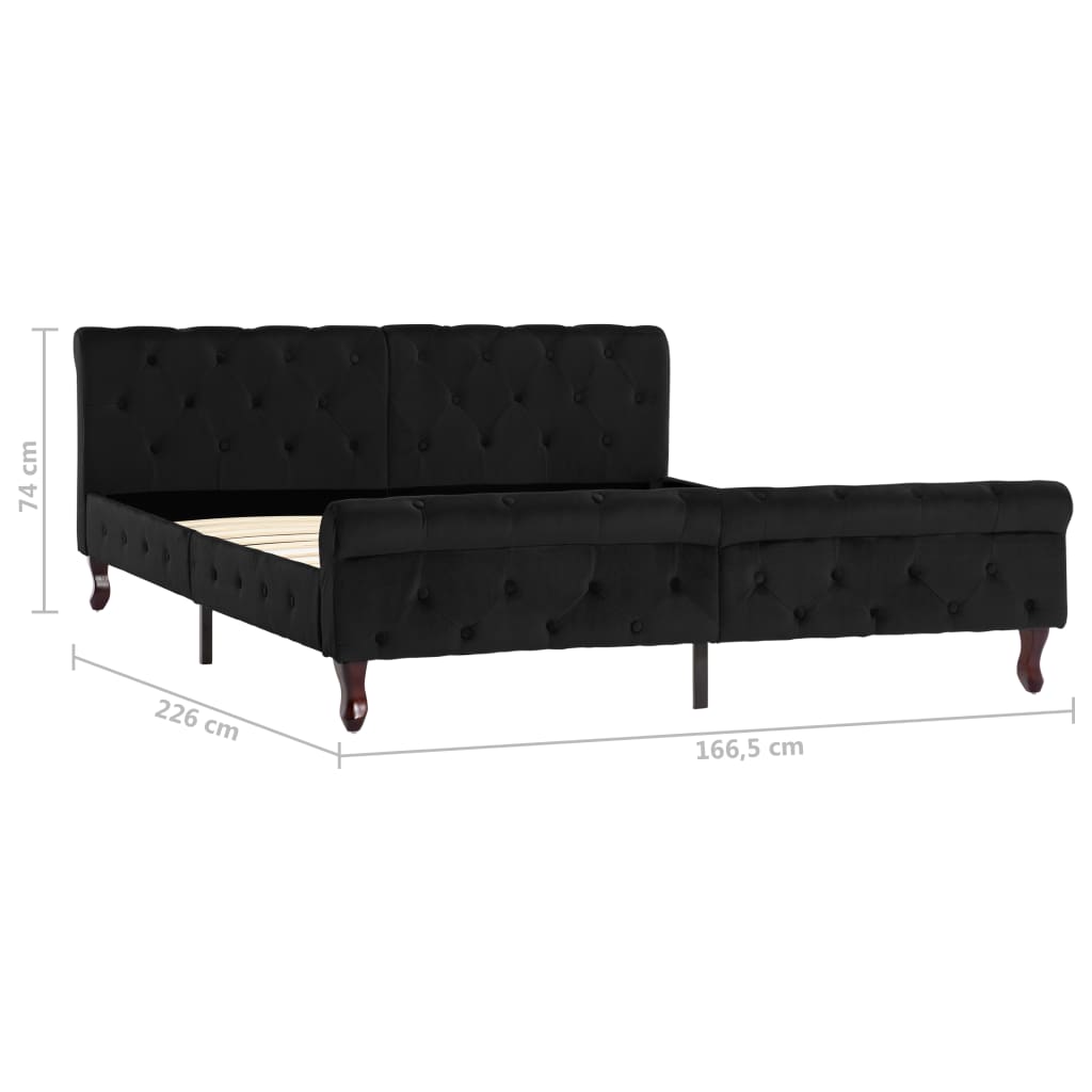 Cadre de lit sans matelas noir velours 160x200 cm - XIOS