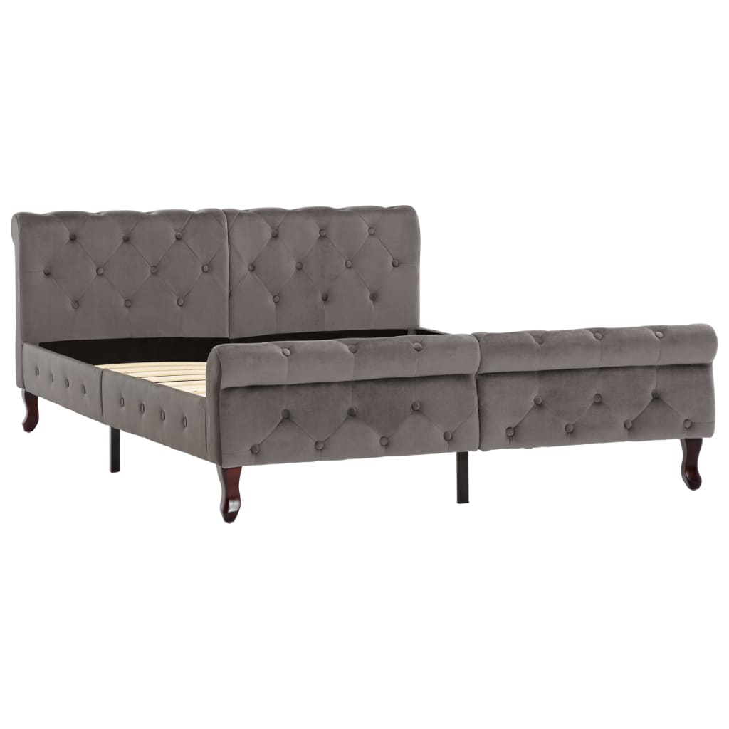 Cadre de lit sans matelas gris velours 140x200 cm - XIOS
