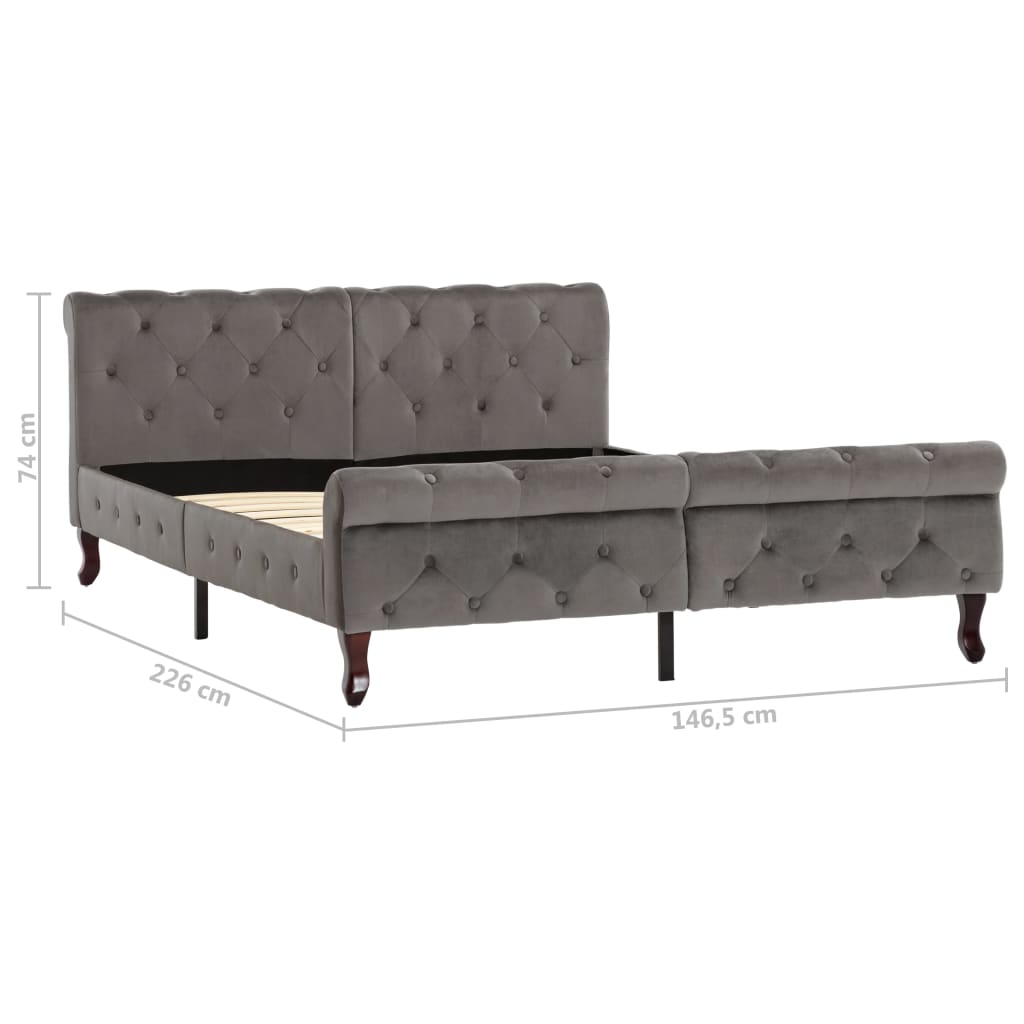 Cadre de lit sans matelas gris velours 140x200 cm - XIOS