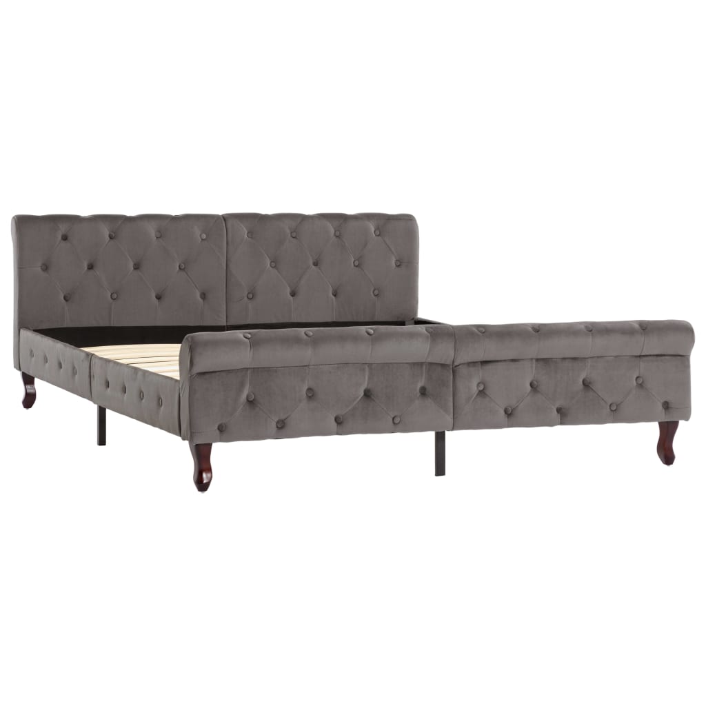 Cadre de lit sans matelas gris velours 160x200 cm - XIOS