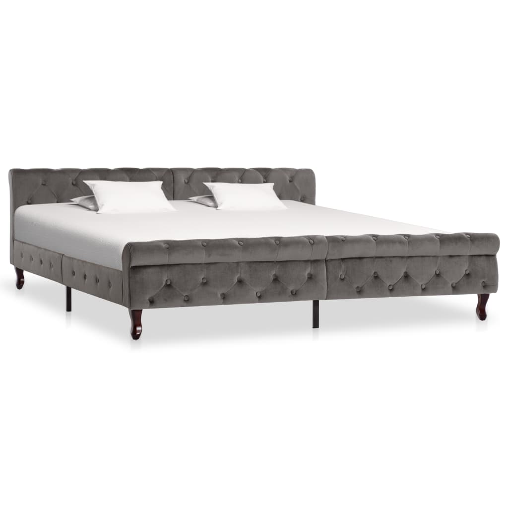 Cadre de lit sans matelas gris velours 200x200 cm - XIOS