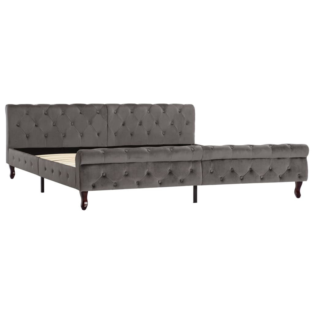 Cadre de lit sans matelas gris velours 200x200 cm - XIOS