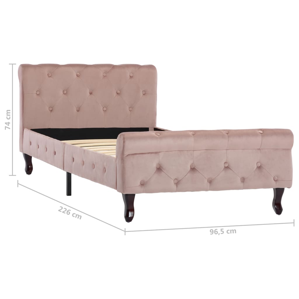 Cadre de lit sans matelas Rose Velours 90x200 cm - XIOS