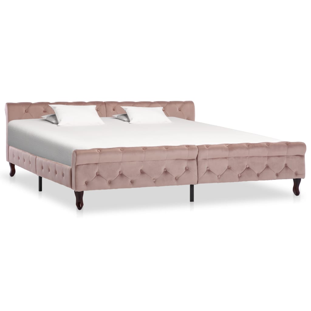 Cadre de lit sans matelas rose velours 200x200 cm - XIOS