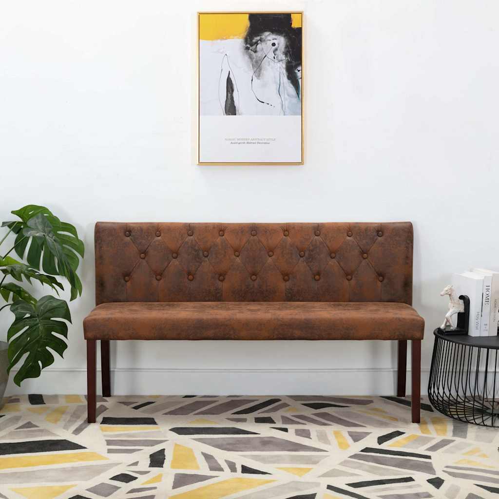 Banc 148,5 cm Marron Similicuir daim Bancs coffres vidaXL