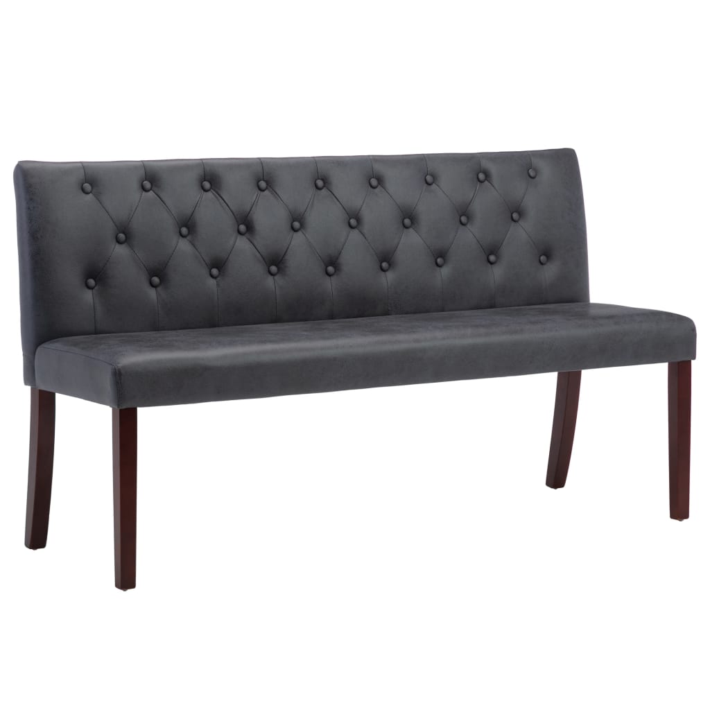 Banc 148,5 cm Gris Similicuir daim Bancs coffres vidaXL