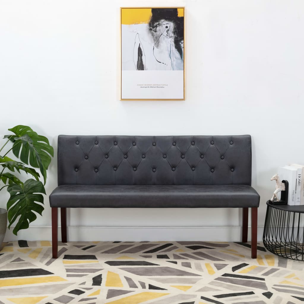 Banc 148,5 cm Gris Similicuir daim Bancs coffres vidaXL