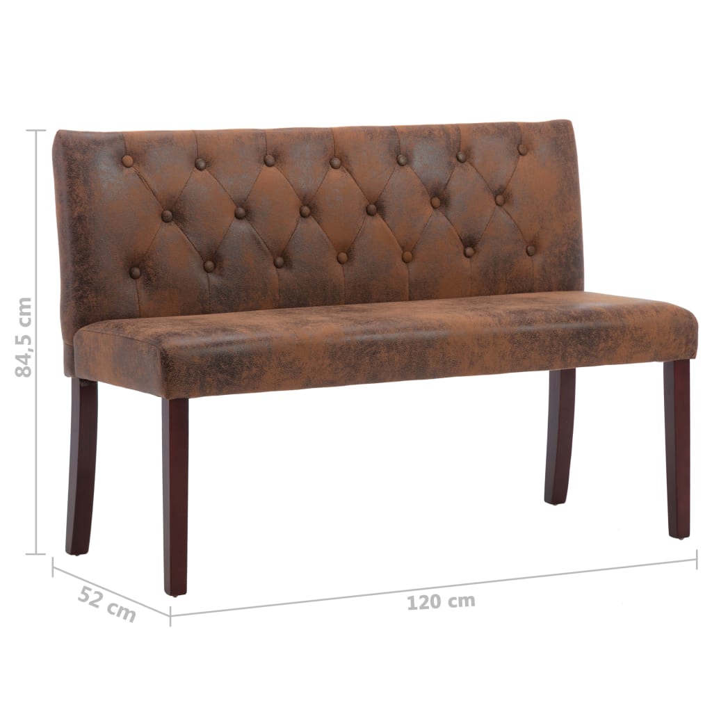 Banc 120 cm Marron Similicuir daim - XIOS