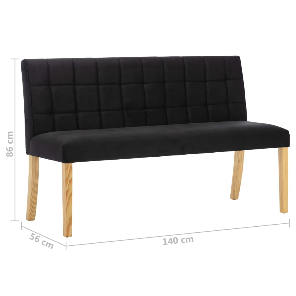 Banc 140 cm Noir Velours XIOS