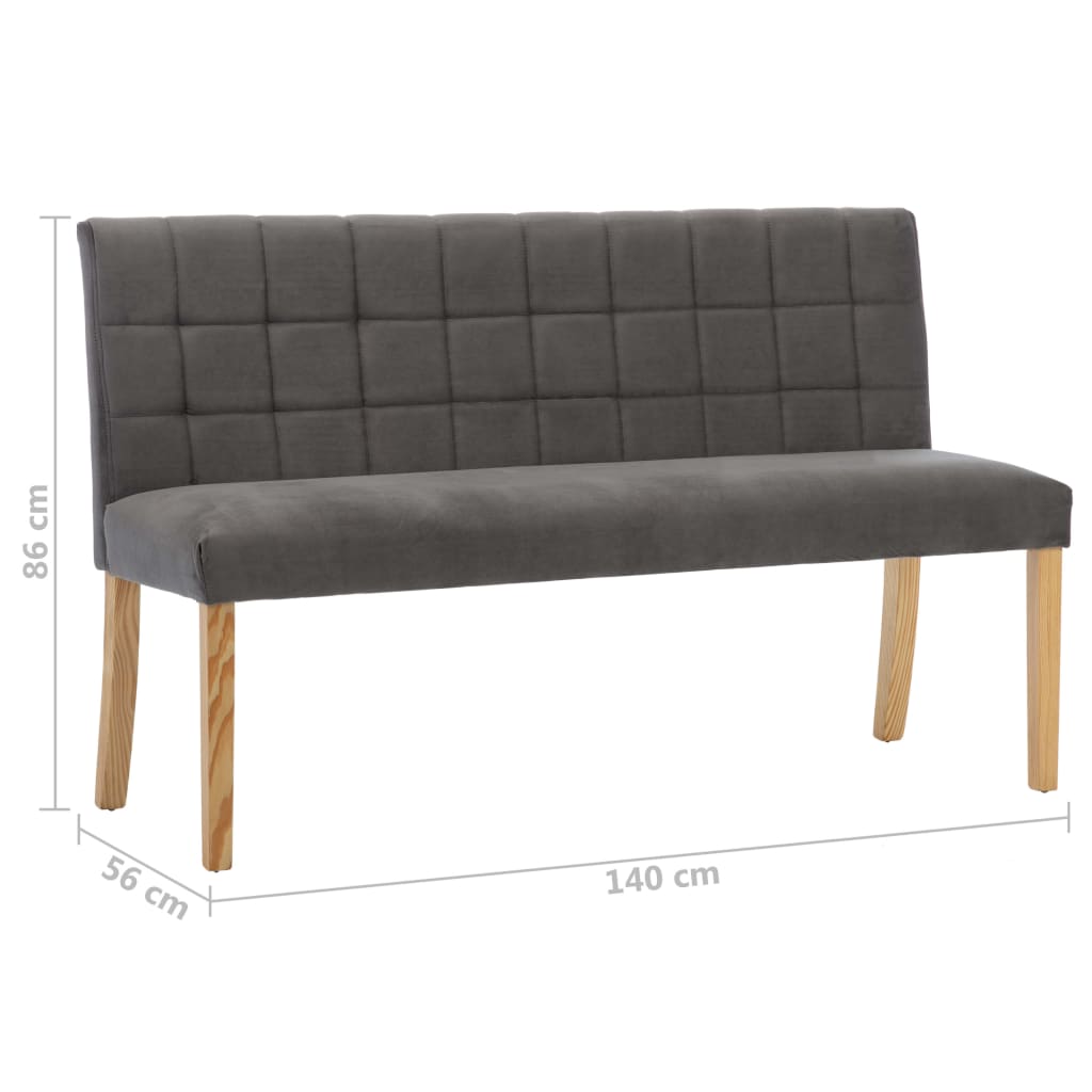 Banc 140 cm Gris Velours XIOS