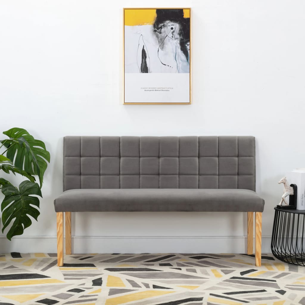 Banc 140 cm Gris Velours Bancs coffres vidaXL