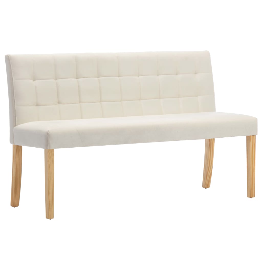 Banc 140 cm Crème Velours Bancs coffres vidaXL