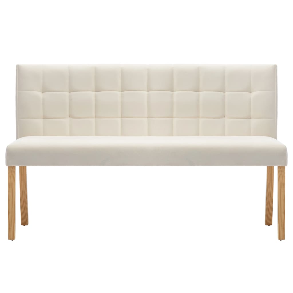 Banc 140 cm Crème Velours Bancs coffres vidaXL