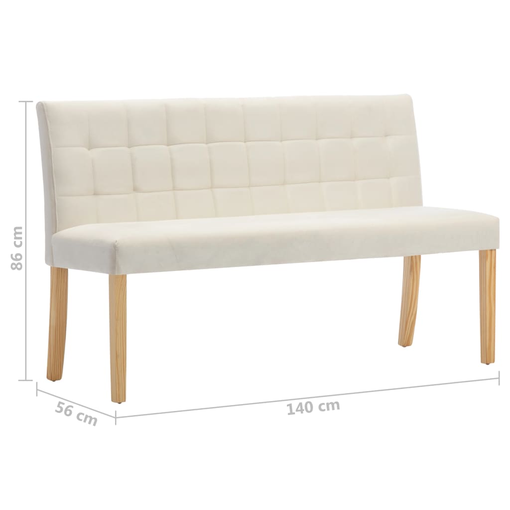 Banc 140 cm Crème Velours Bancs coffres vidaXL
