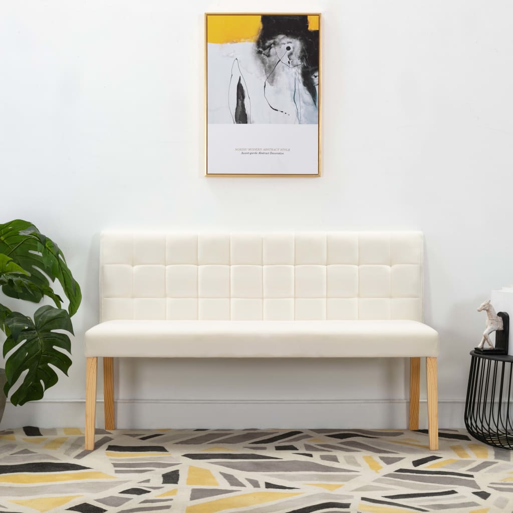 Banc 140 cm Crème Velours Bancs coffres vidaXL