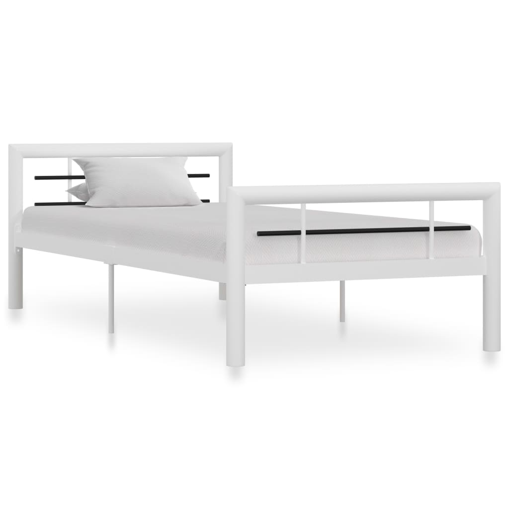 Cadre de lit sans matelas blanc et noir métal 100x200 cm - XIOS