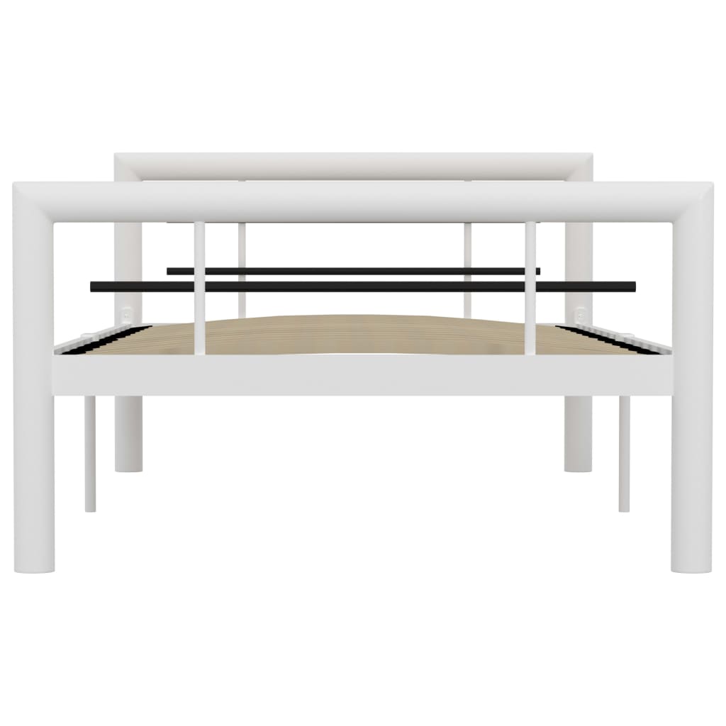 Cadre de lit sans matelas blanc et noir métal 100x200 cm - XIOS
