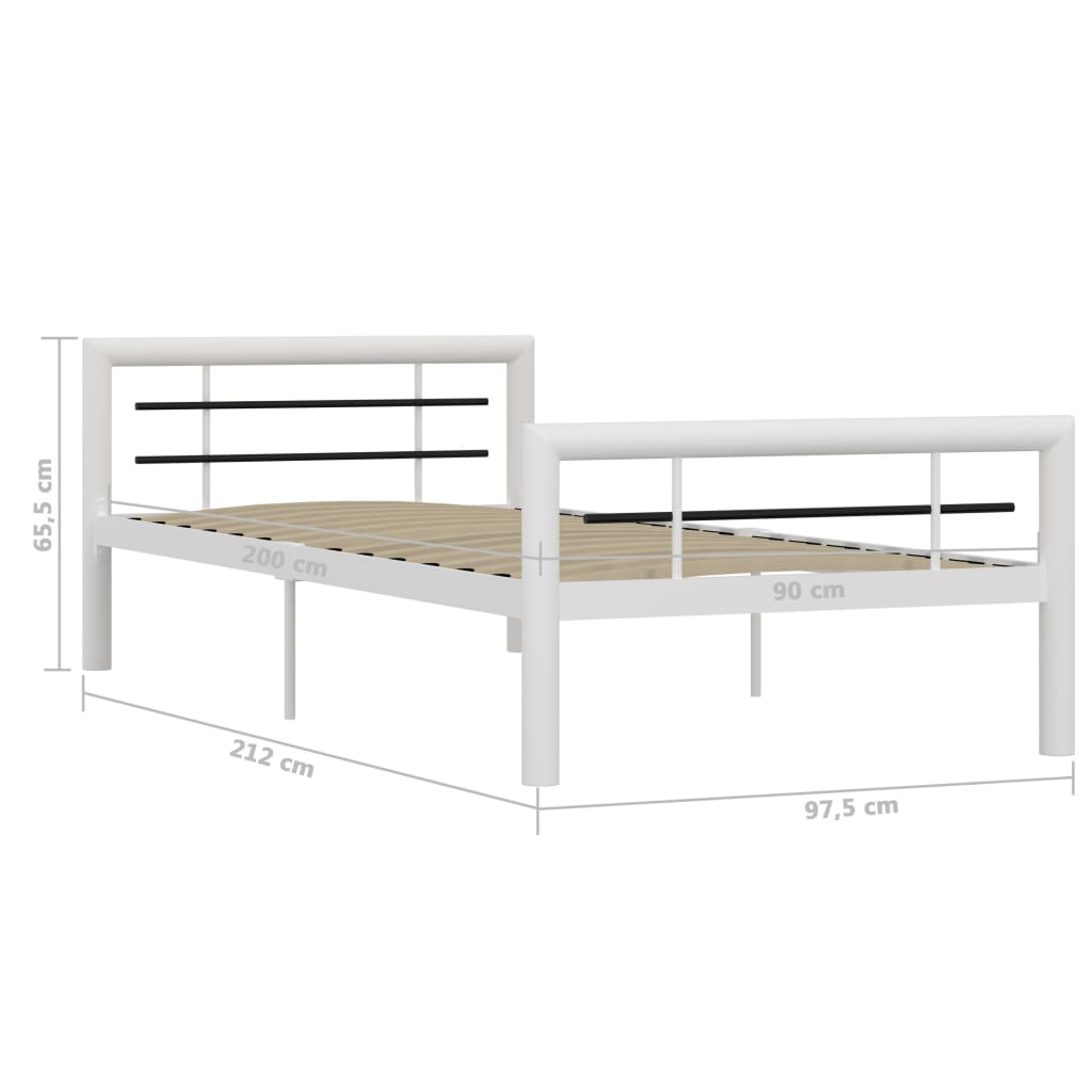 Cadre de lit sans matelas blanc et noir métal 100x200 cm - XIOS