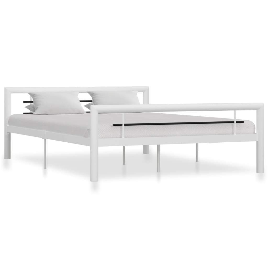Cadre de lit sans matelas blanc et noir métal 120x200 cm - XIOS