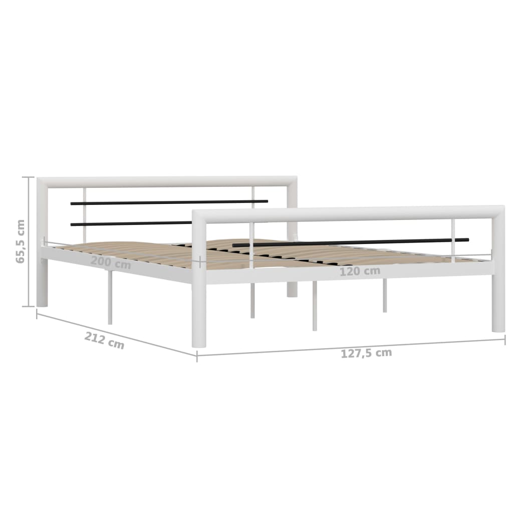 Cadre de lit sans matelas blanc et noir métal 120x200 cm - XIOS