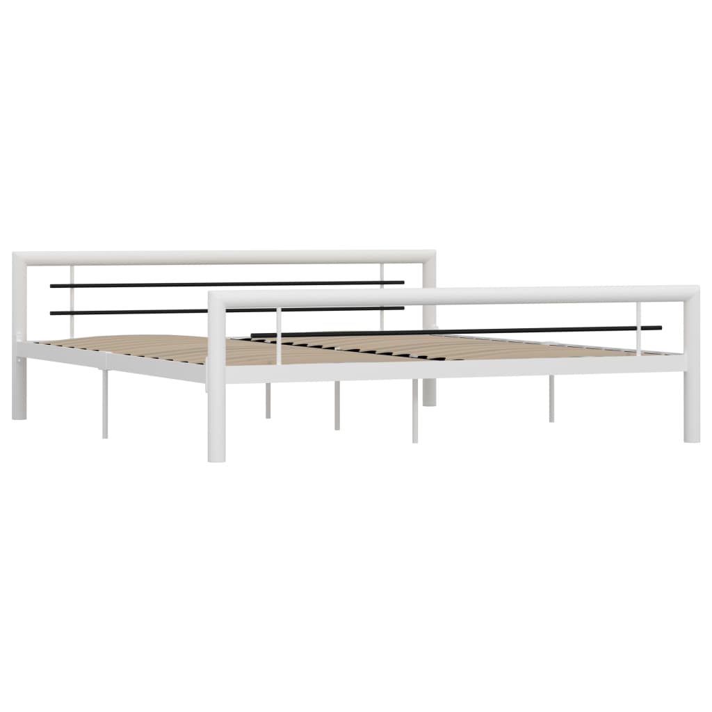 Cadre de lit sans matelas blanc et noir métal 180x200 cm - XIOS