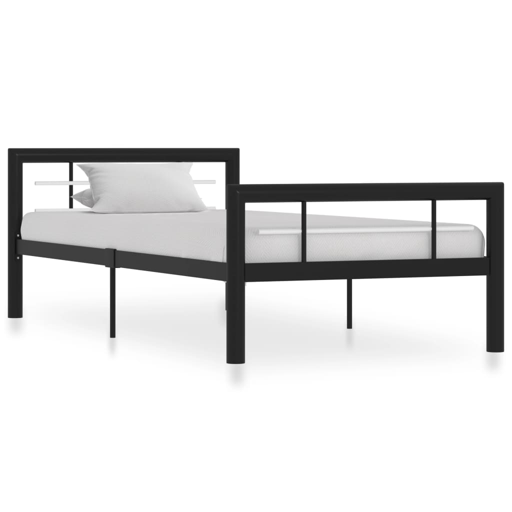 Cadre de lit sans matelas noir et blanc métal 90x200 cm - XIOS