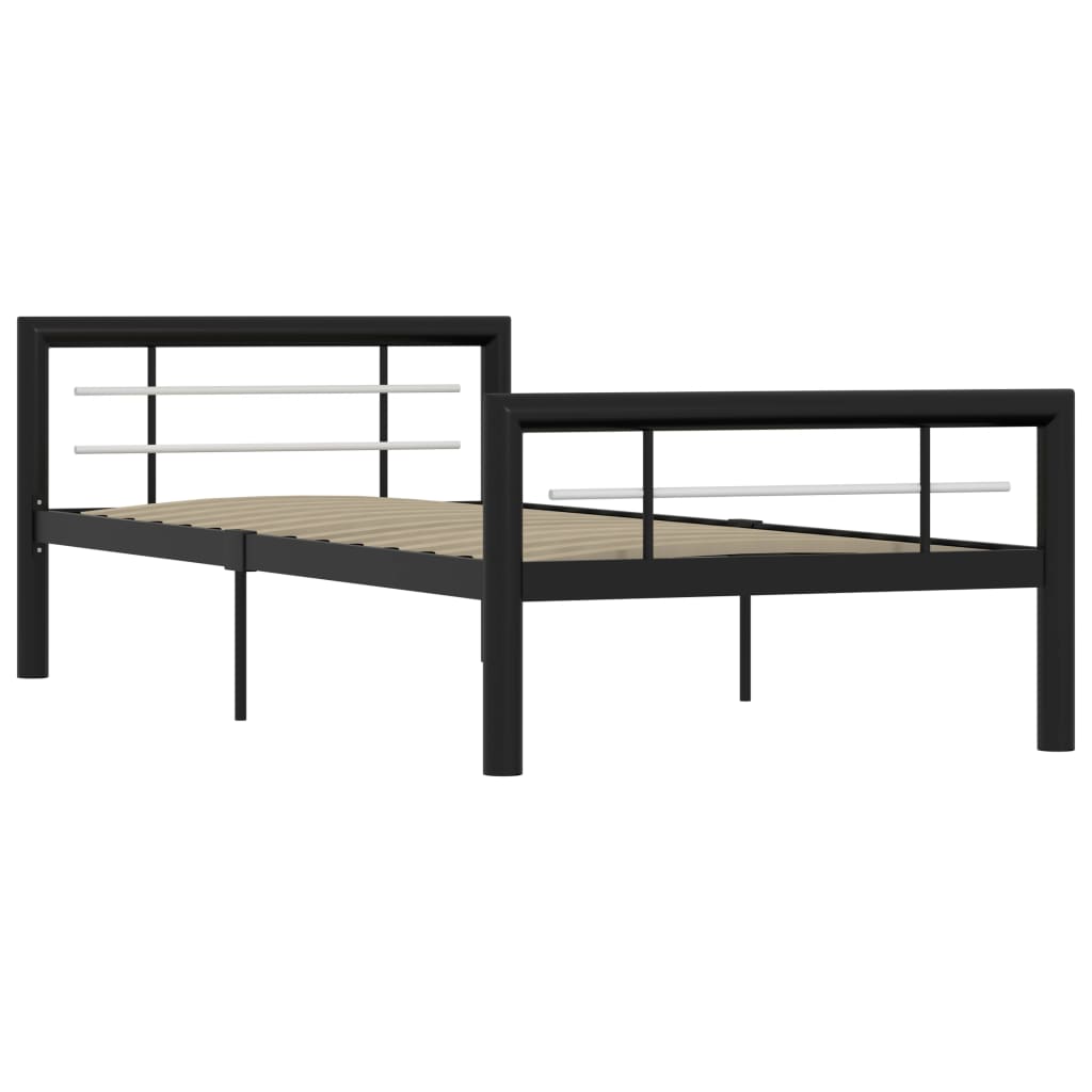 Cadre de lit sans matelas noir et blanc métal 90x200 cm - XIOS