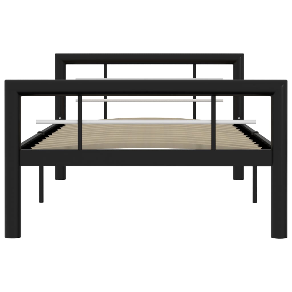 Cadre de lit sans matelas noir et blanc métal 90x200 cm - XIOS