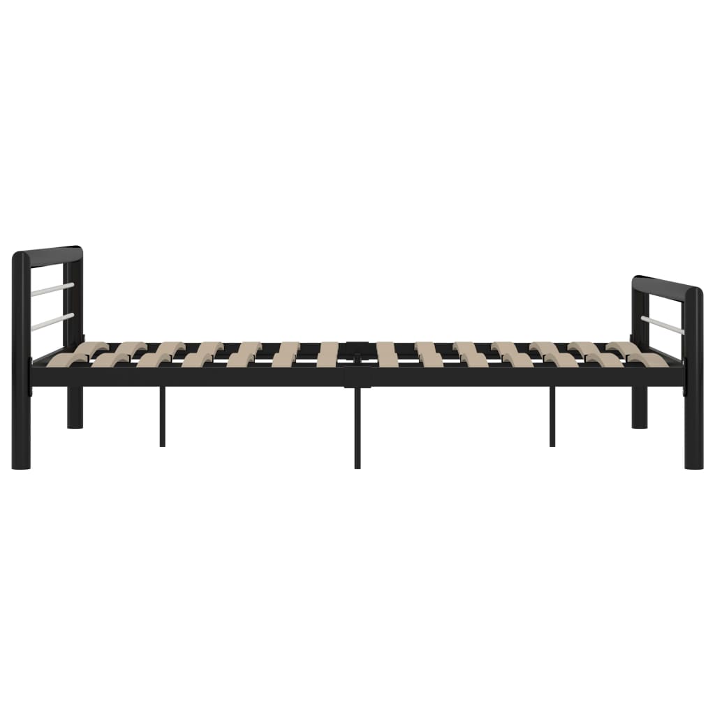 Cadre de lit sans matelas noir et blanc métal 120x200 cm - XIOS