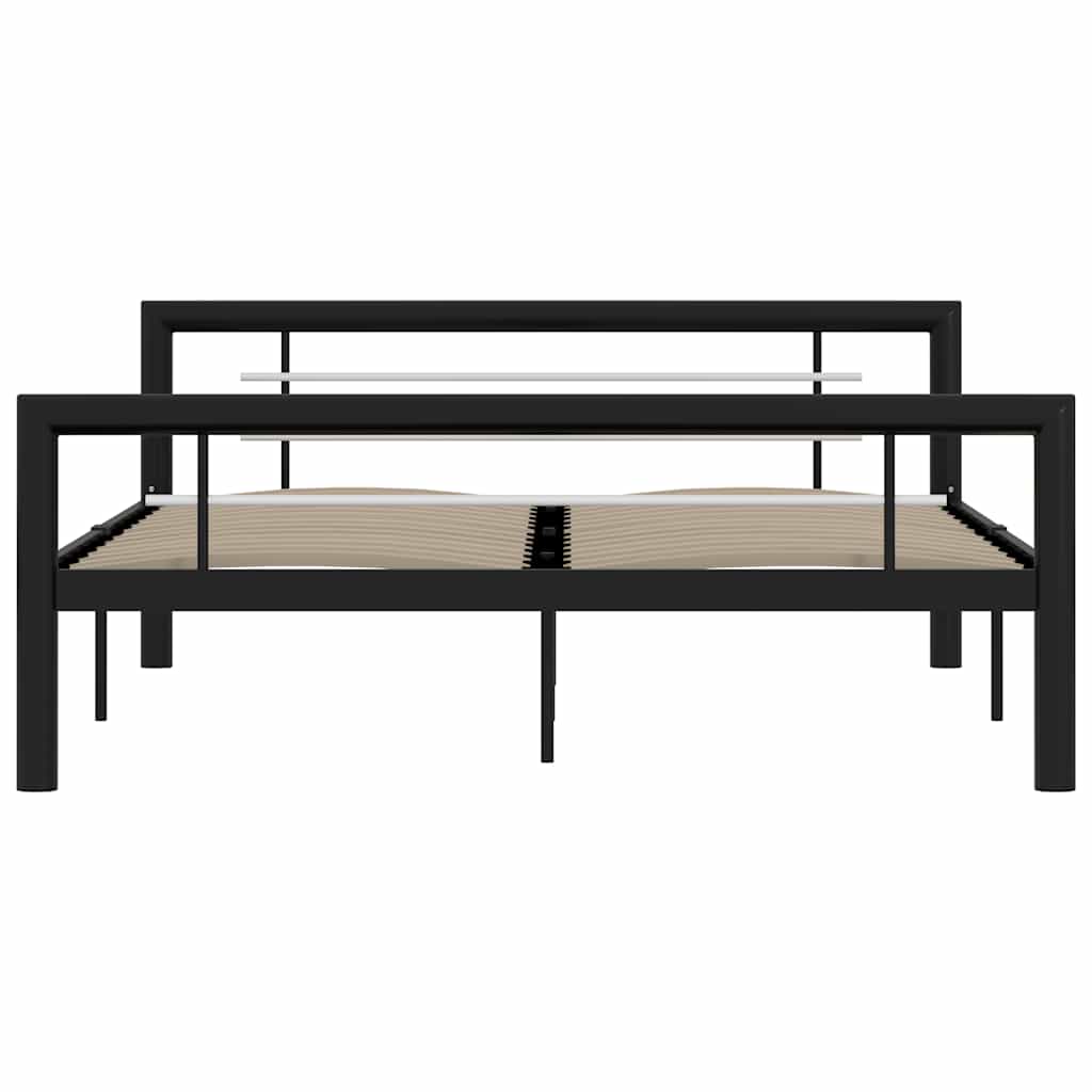 Cadre de lit sans matelas noir et blanc métal 140x200 cm - XIOS