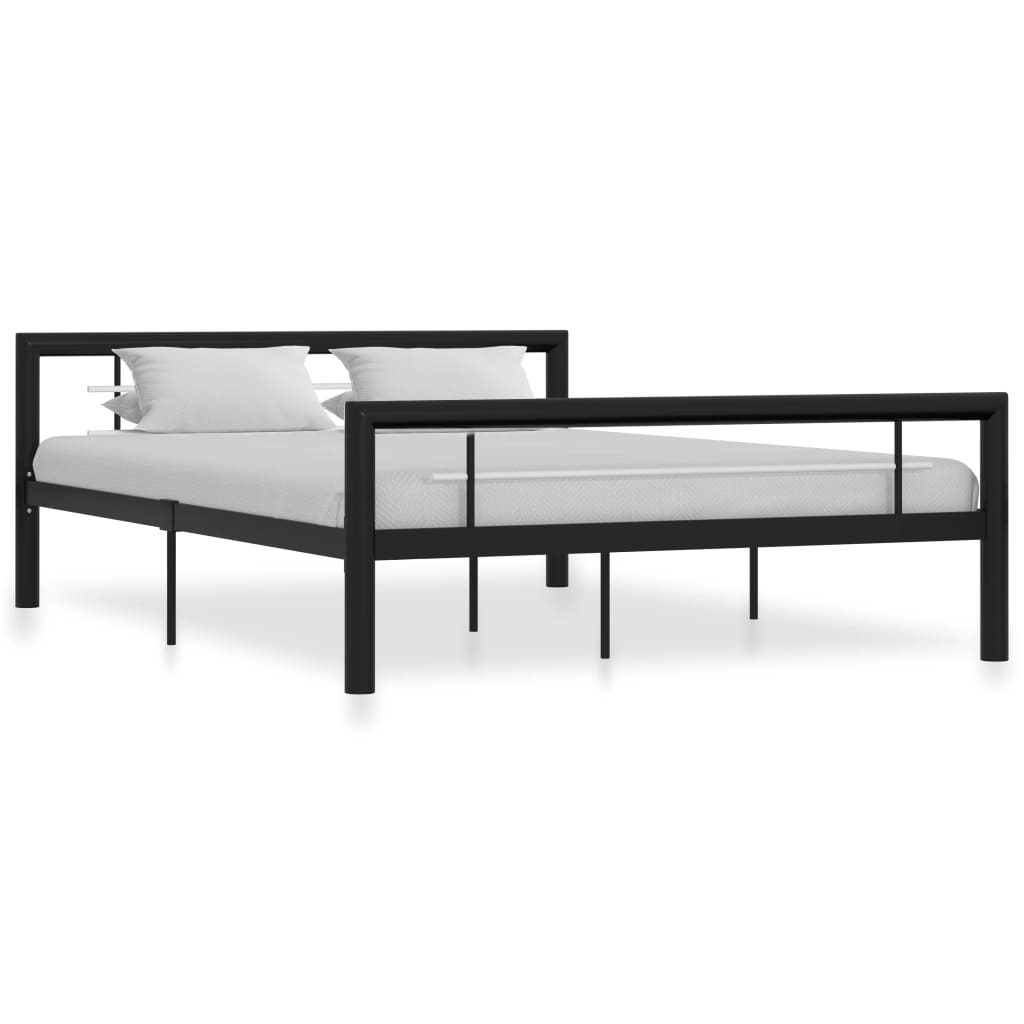 Cadre de lit sans matelas noir et blanc métal 160x200 cm - XIOS