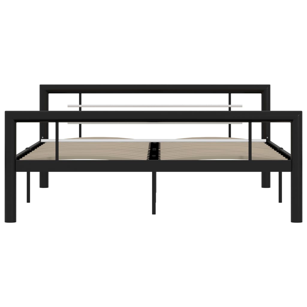 Cadre de lit sans matelas noir et blanc métal 160x200 cm - XIOS