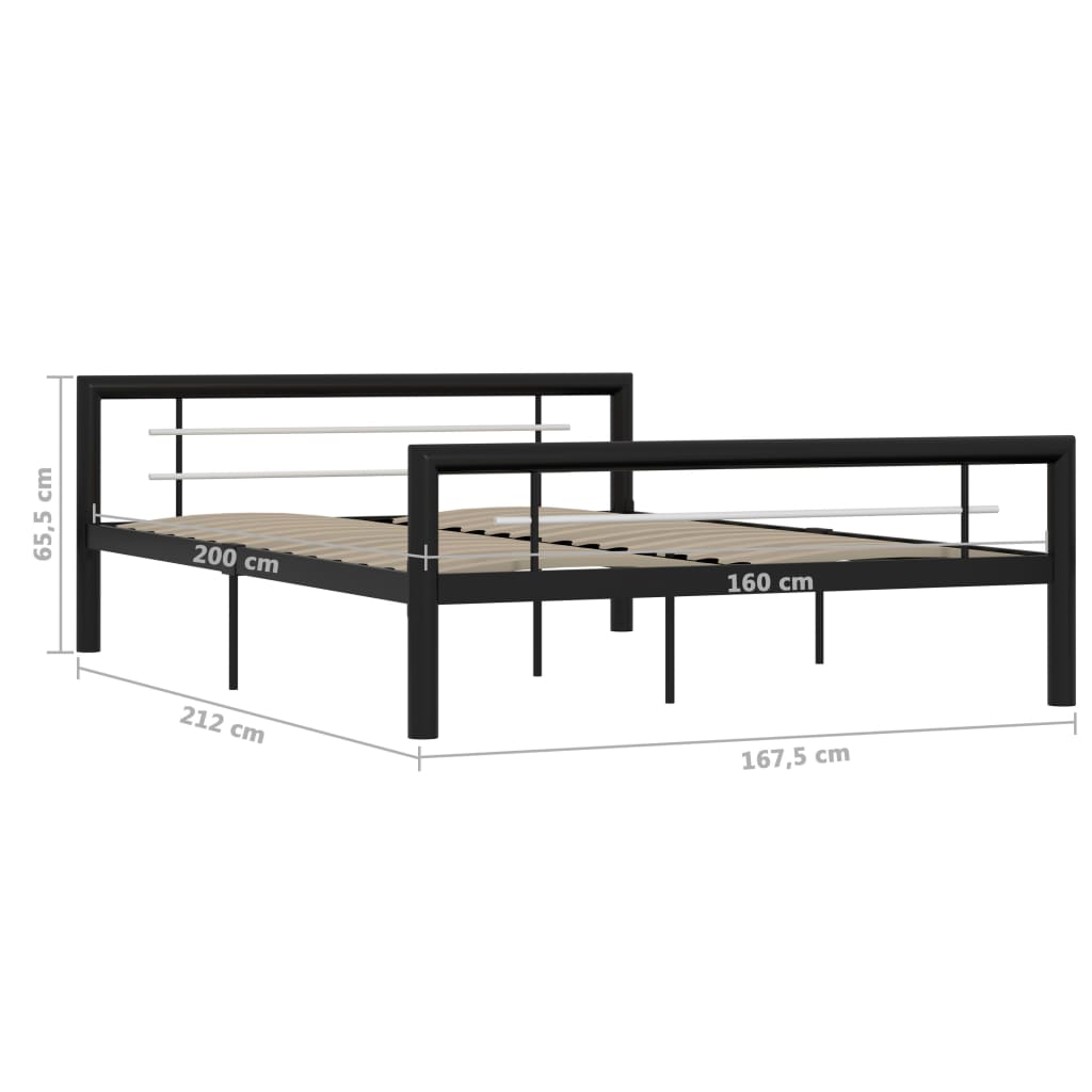 Cadre de lit sans matelas noir et blanc métal 160x200 cm - XIOS
