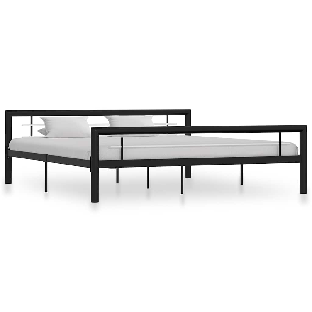 Cadre de lit sans matelas noir et blanc métal 180x200 cm - XIOS