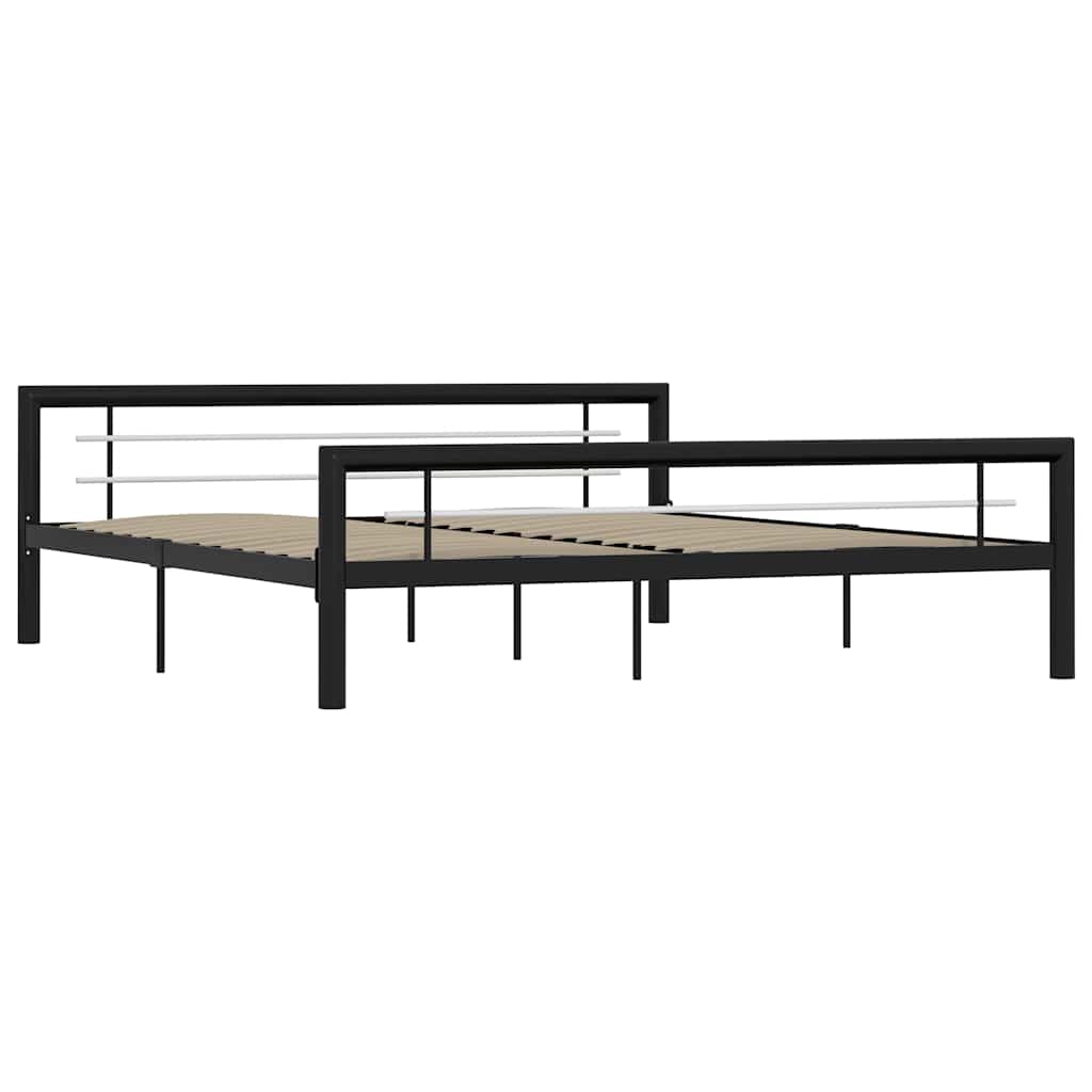 Cadre de lit sans matelas noir et blanc métal 180x200 cm - XIOS
