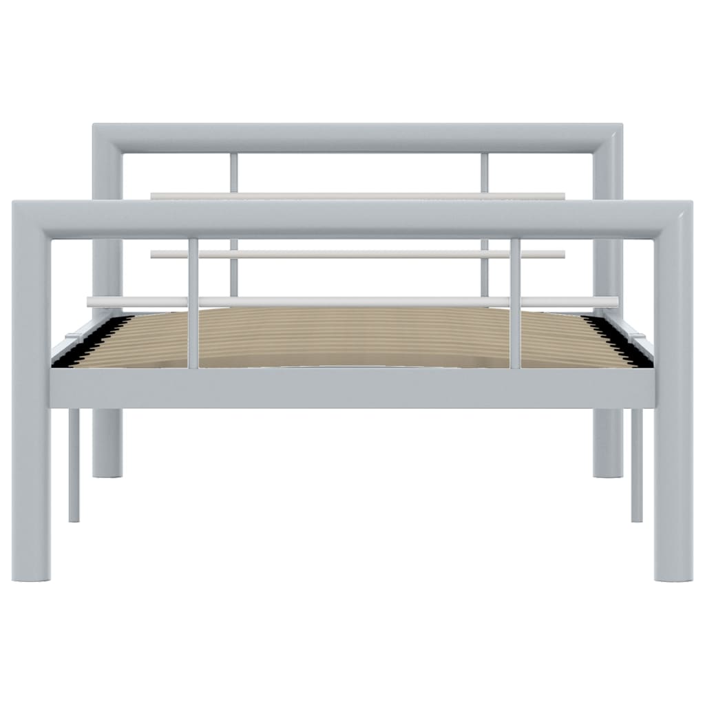 Cadre de lit sans matelas gris et blanc métal 100x200 cm - XIOS