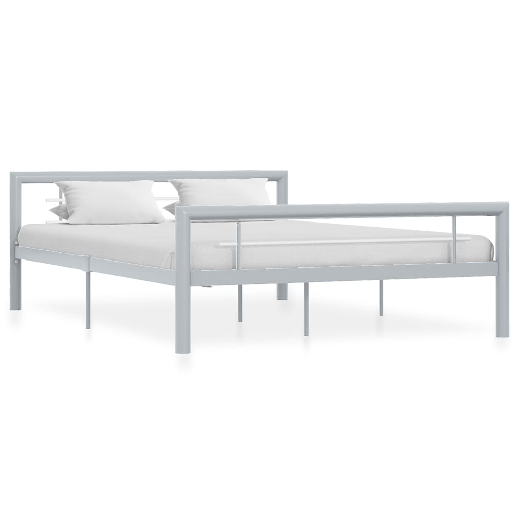 Cadre de lit sans matelas gris et blanc métal 120x200 cm - XIOS