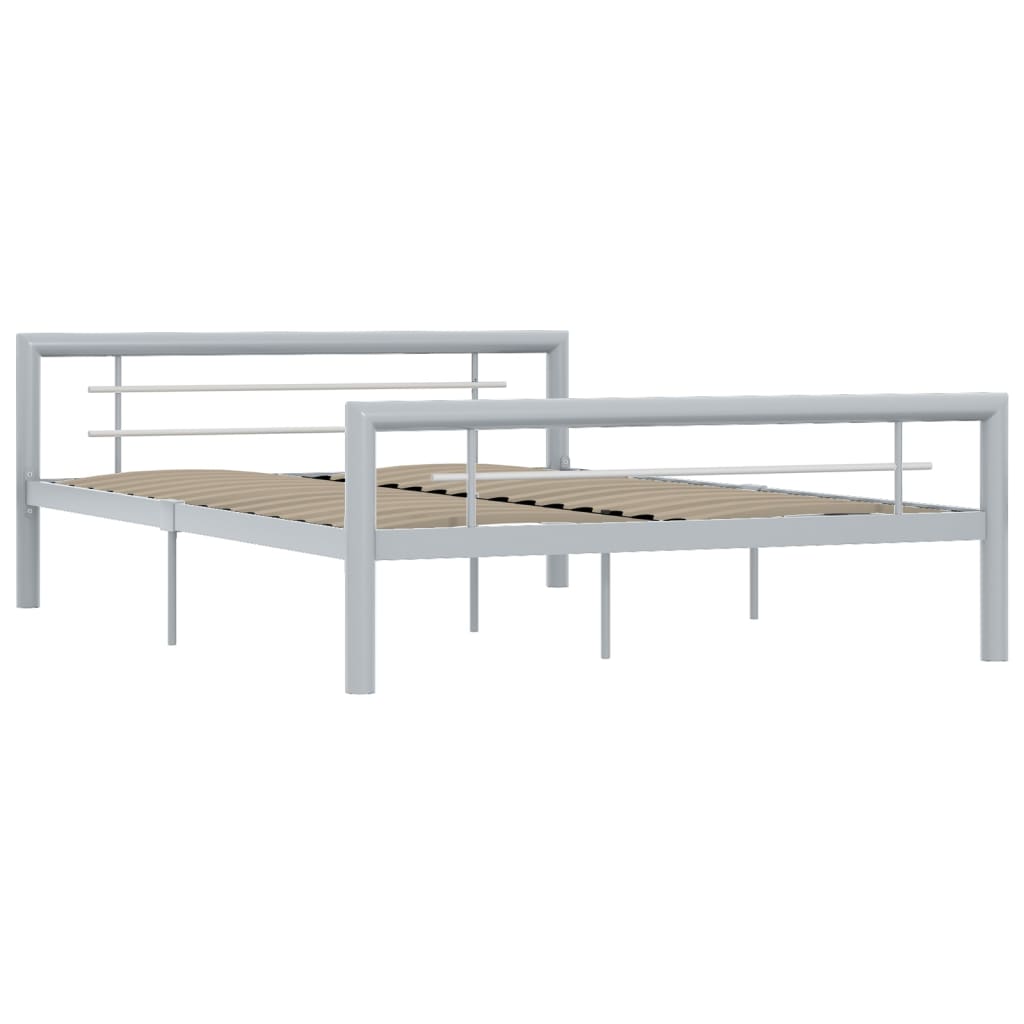 Cadre de lit sans matelas gris et blanc métal 120x200 cm - XIOS
