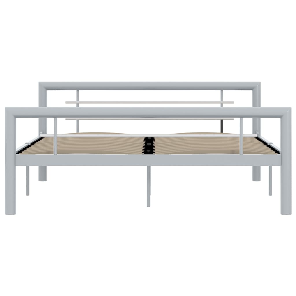 Cadre de lit sans matelas gris et blanc métal 120x200 cm - XIOS